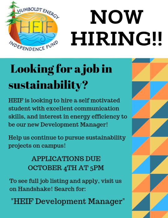 Looking for a job in sustainability? We want to hire a self motivated student with excellent communication skills, and an interest in energy efficiency.