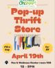 A flyer from 2024 listing the date and time of OhSNAP!'s Pop-up thrift store