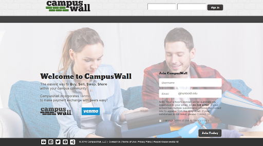 screenshot of the Campus Wall website